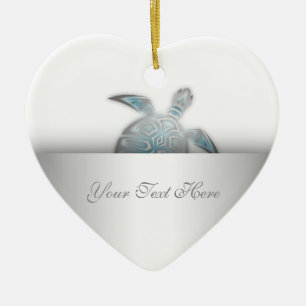 Silver Sea Turtle Animal Ceramic Tree Decoration