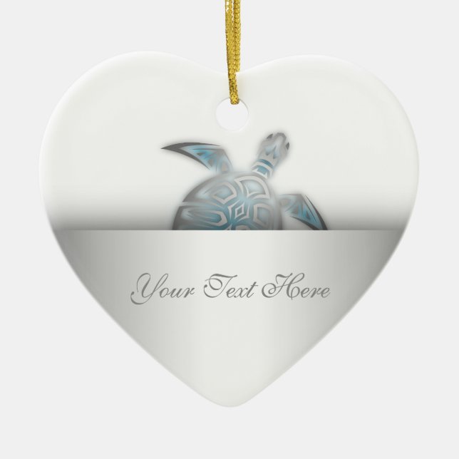 Silver Sea Turtle Animal Ceramic Tree Decoration (Front)