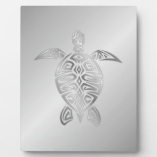 Silver  Sea Turtle Animal Plaque