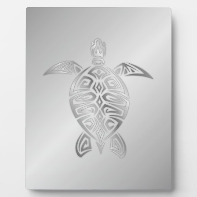 Silver  Sea Turtle Animal Plaque (Front)