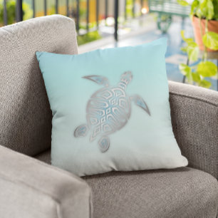 Silver Sea Turtle  Beach Style Cushion