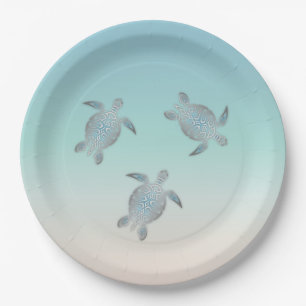 Silver Sea Turtle  Beach Style Paper Plate