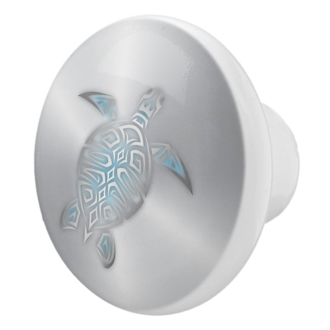 Silver Sea Turtle Ceramic Knob (Right)