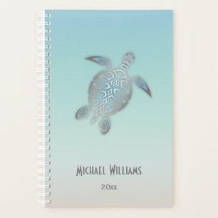 Silver Sea Turtle Coastal Add Name And Year Planner