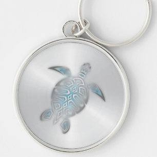 Silver Sea Turtle Coastal Key Ring