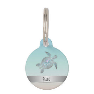 Silver Sea Turtle Personalise Pet Tag