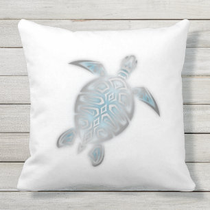 Silver Sea Turtle  White Cushion