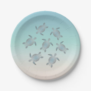 Silver Sea Turtles  Beach Style Paper Plate