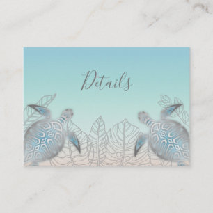 Silver Sea Turtles Beach Wedding Details Enclosure Card