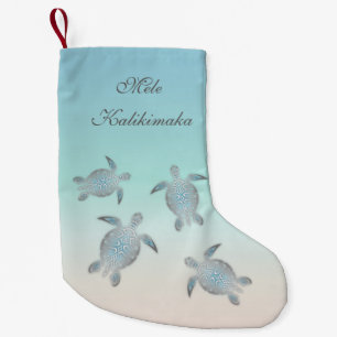 Silver Sea Turtles Hawaiian Small Christmas Stocking