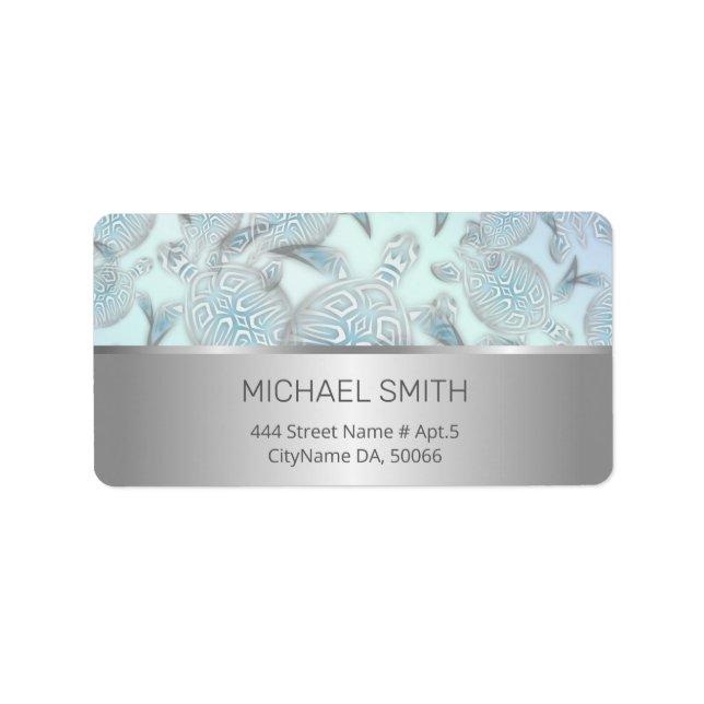 Silver Sea Turtles Pattern Label (Front)