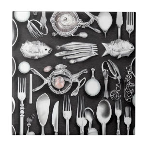 Silver Seafood Tile