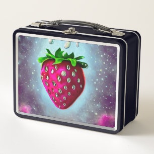 Silver Seed Strawberry Metal Lunch Box