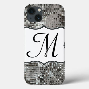 Silver Sequin Dazzle Glitz Glam Monogram IPAD Case