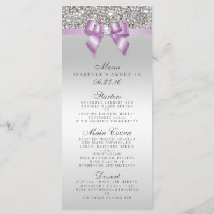 Silver Sequin Lilac Bow Sweet 16 Menu