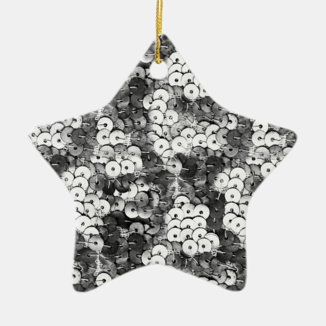 Silver Sequins Ceramic Tree Decoration (Front)