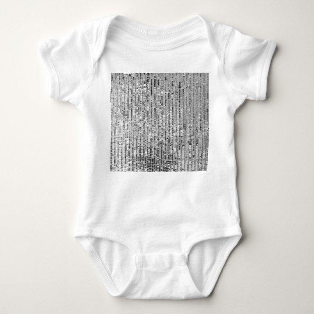 Silver sequins, glamourous seamless background. baby bodysuit (Front)