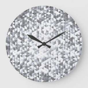 Silver Sequins: Glittering Mosaic Background Large Clock
