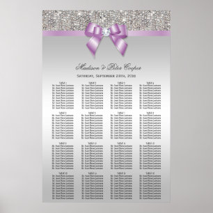 Silver Sequins Lilac Bow Wedding Seating Chart