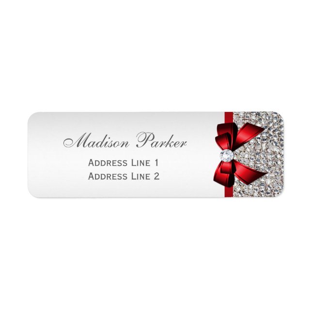 Silver Sequins Red Bow Wedding Personalised (Front)