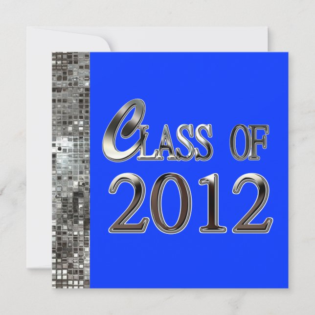 Silver Sequins Royal Blue Graduation Invitations (Front)