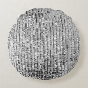 Silver sequins seamless pattern round cushion