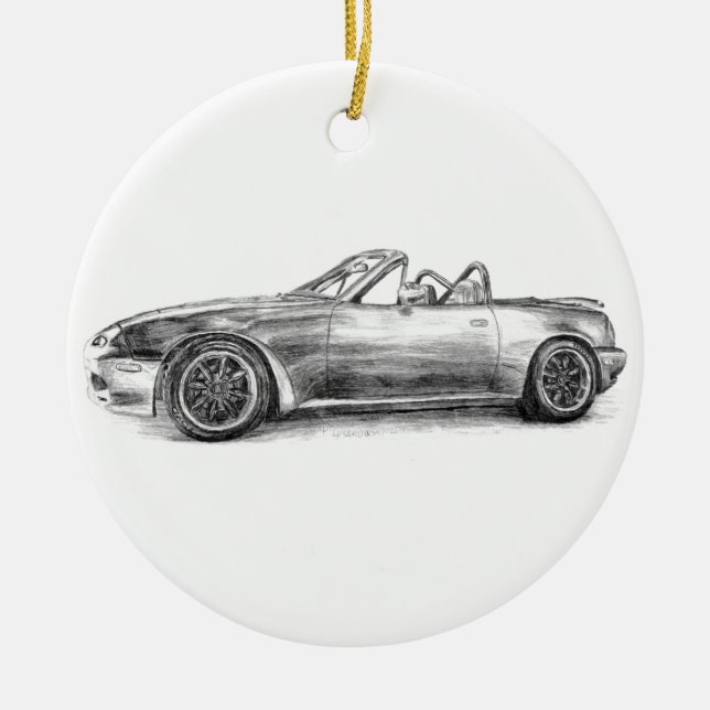 Silver Shadow MX5 Ceramic Tree Decoration (Front)