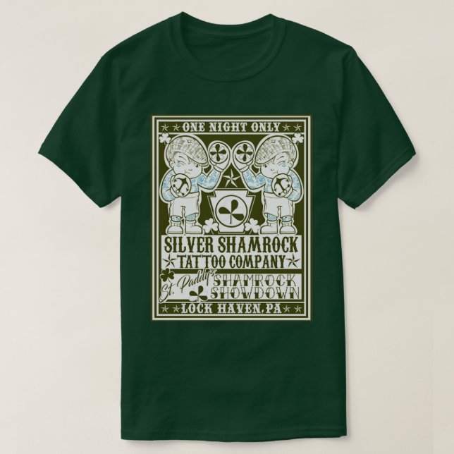 Silver Shamrock Tattoo Company Shamrock Showdown F T-Shirt (Design Front)