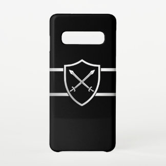 Silver Shield Outline on Black Background Samsung Galaxy Case