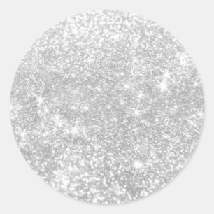 Silver Shimmer Sparkle Custom Classic Round Sticker