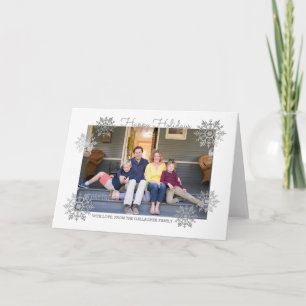 Silver Shimmering Chic Snowflake Holiday Photo Card