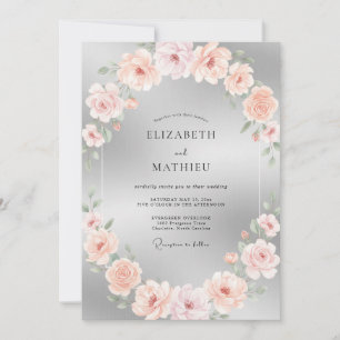 Silver Shimmering Romantic Wedding Invitation