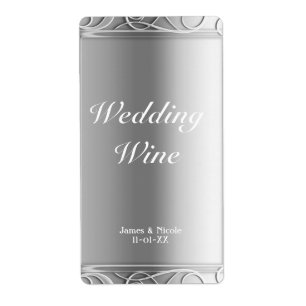 Silver Shiny Elegant Glamour Wedding Wine Label