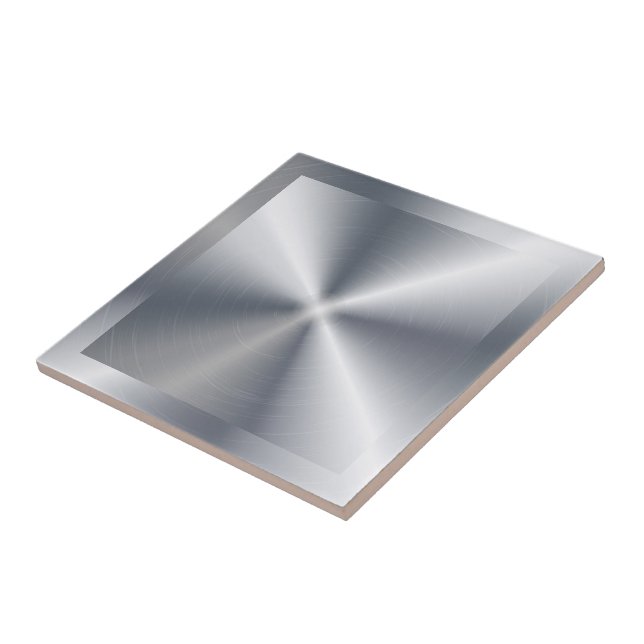 Silver Shiny Metallic Design Stainless Steel Look Tile (Side)