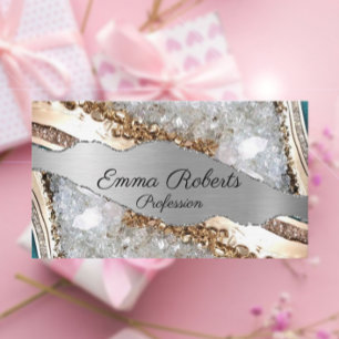 Silver Shiny Stone Glitter Business Card