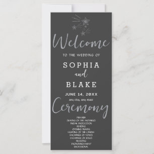 Silver Shooting Stars Grey Wedding Program