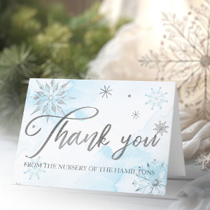 Silver Showflakes Winter Baby Shower Thank You Card
