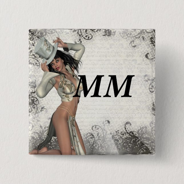 Silver showgirl 15 cm square badge (Front)