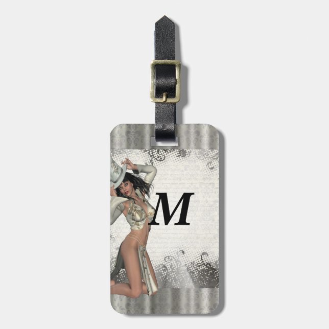 Silver showgirl luggage tag (Front Vertical)