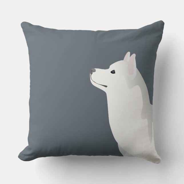 Silver Siberian Husky Basic Breed Customisable Cushion (Front)