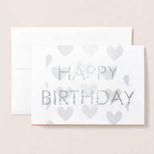 SILVER SIMPLE MINIMAL TEXT happy birth day CARD