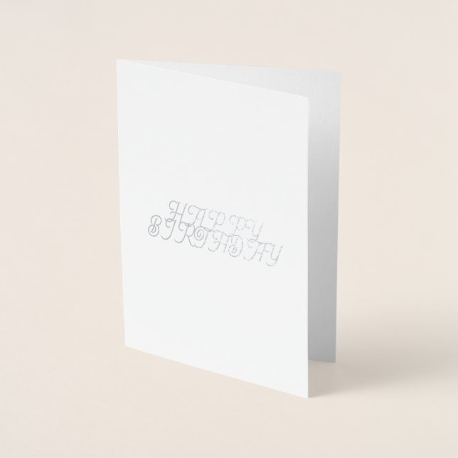 SILVER SIMPLE MINIMAL TEXT  happy birth day CARD (Front)