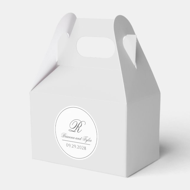 Silver Simply Elegant Classic Wedding Monogram Favour Box (Front Side)