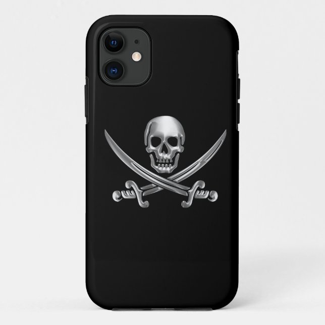 Silver Skull and Crossed Swords Case-Mate iPhone Case (Back)