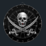 Silver Skull and Crossed Swords Dartboard<br><div class="desc">Chrome coloured skull and crossed swords.  For the discriminating pirate.  Please note this is an image,  not real metal.</div>