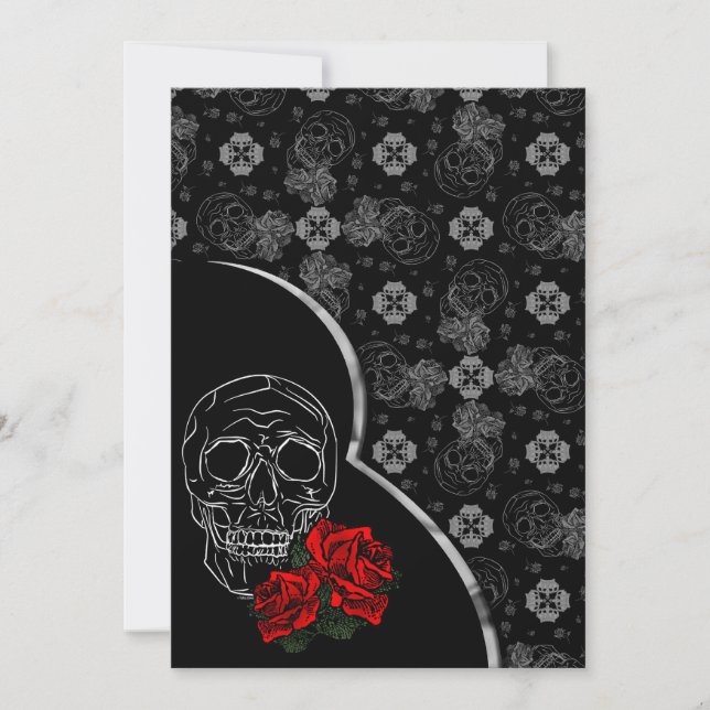Silver Skull and Roses Modern Gothic Wedding (Front)
