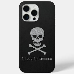Silver Skull & Crossbones Halloween iPhone 15 Pro Max Case