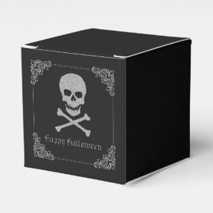 Silver Skull & Crossbones Halloween Favour Box