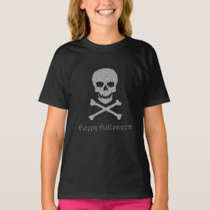 Silver Skull & Crossbones Halloween T-Shirt