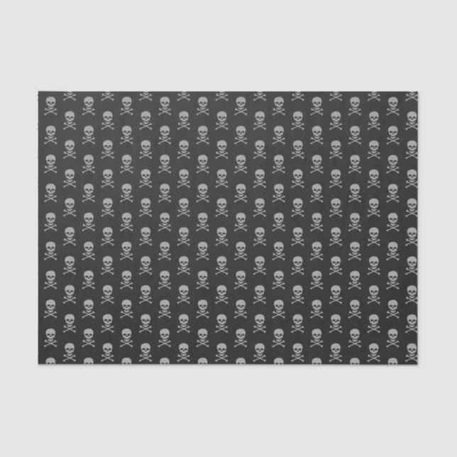 Silver Skull & Crossbones Halloween Tissue Paper (Front)